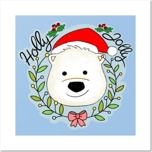 Holly Jolly! Christmas Polar Bear Posters and Art